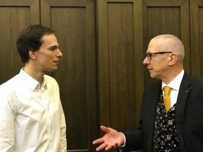 Willem Noë (right) in discussion with Prof. Dr. Felix Miebs from TH Köln